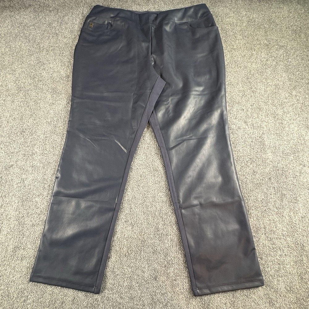 Belle Kim Gravel Pants Women 2X Blue Faux‎ Leather Edgy Baddie Y2K Minimalist